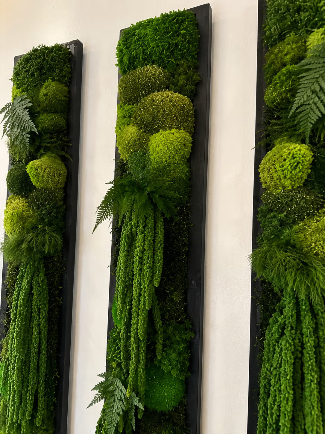 Evermoss Skogsøyle™: Eksklusivt vertikalt mosebilde med hengende botaniske detaljer
